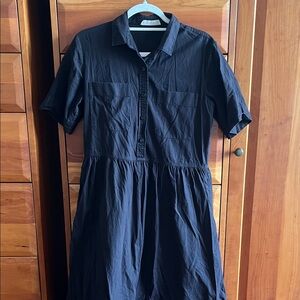 Everlane black cotton Parklet shirt dress, size 2